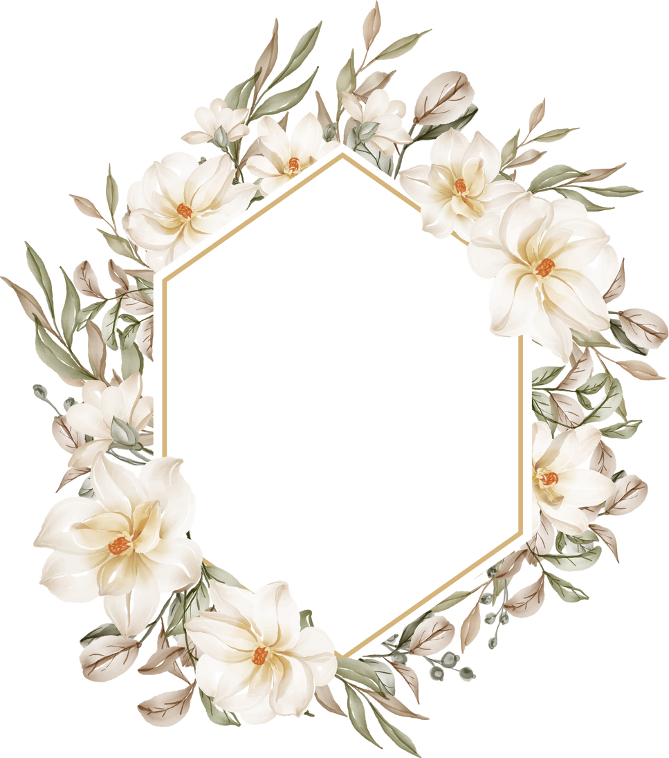 Flower Frame of Magnolia White Illustration for Wedding