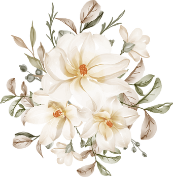 Magnolia White Watercolor Flower Arrangement